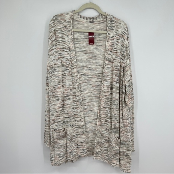 Nwt Avenue Space-Dyed Long Sleeves Ribbed Knit Open Drape Cardigan Sweater - Picture 2 of 9